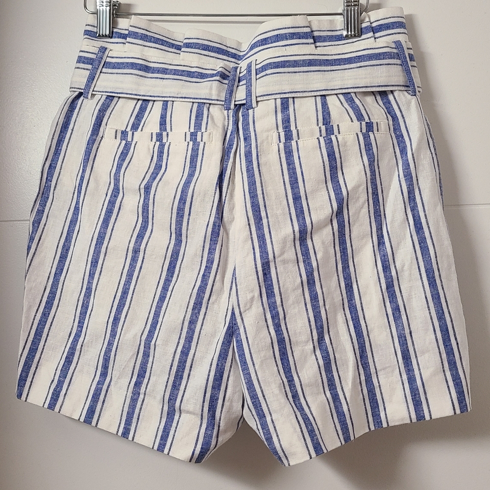 Boden St. Ives Paper Bag Blue & White Striped Linen Shorts - Picture 5 of 6